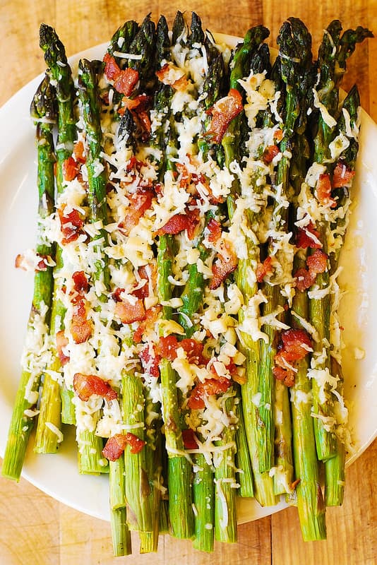 OVEN-ROASTED ASPARAGUS WITH ASIAGO, BACON, AND GARLIC